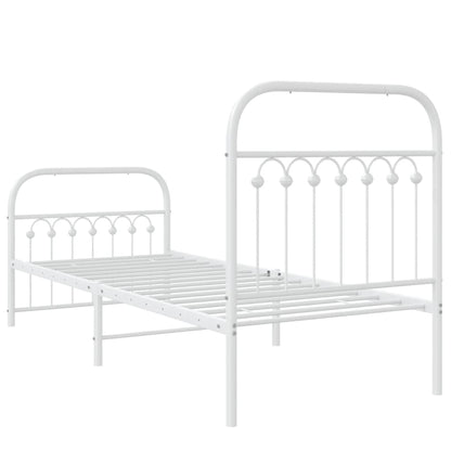 Estrutura de cama com cabeceira e pés 75x190 cm metal branco