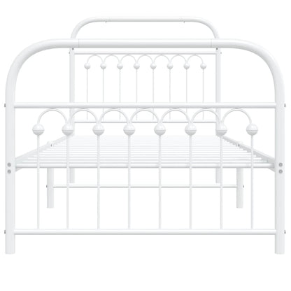 Estrutura de cama com cabeceira e pés 90x200 cm metal branco