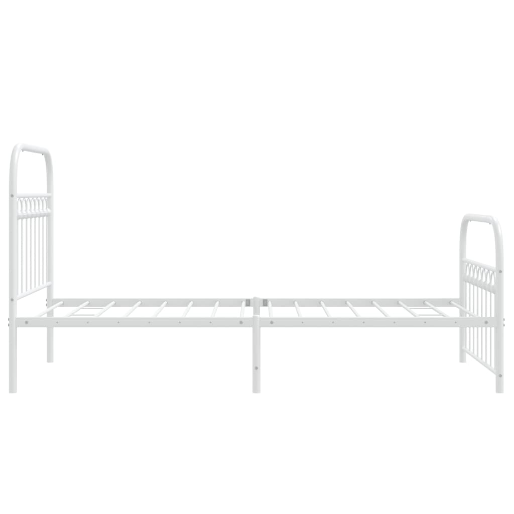 Estrutura de cama com cabeceira e pés 90x200 cm metal branco