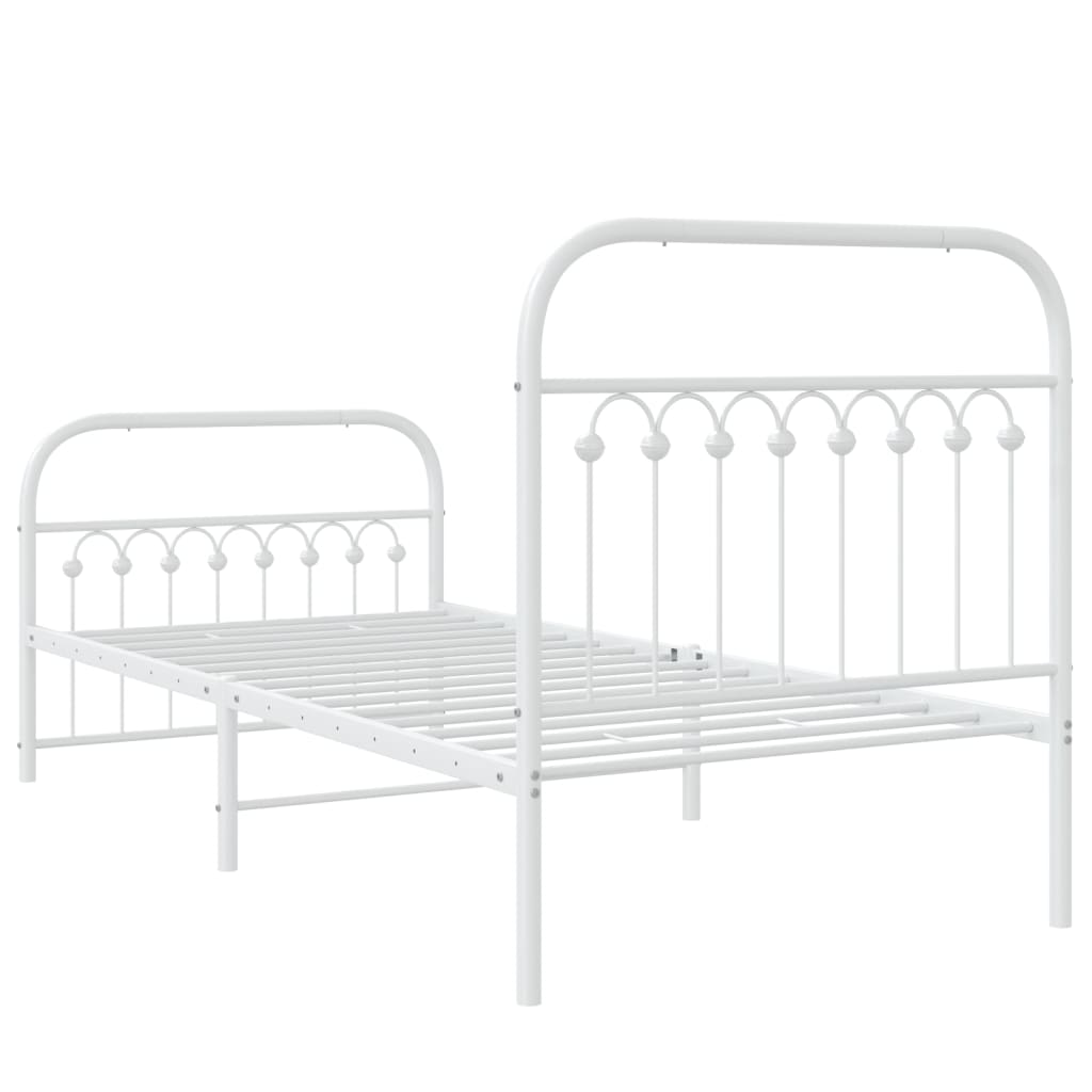 Estrutura de cama com cabeceira e pés 90x200 cm metal branco