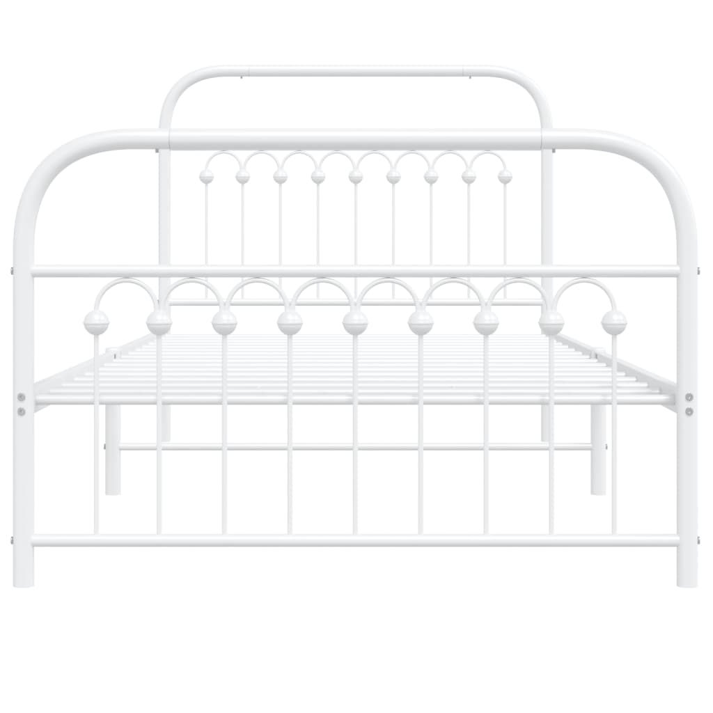 Estrutura de cama com cabeceira e pés 100x200 cm metal branco