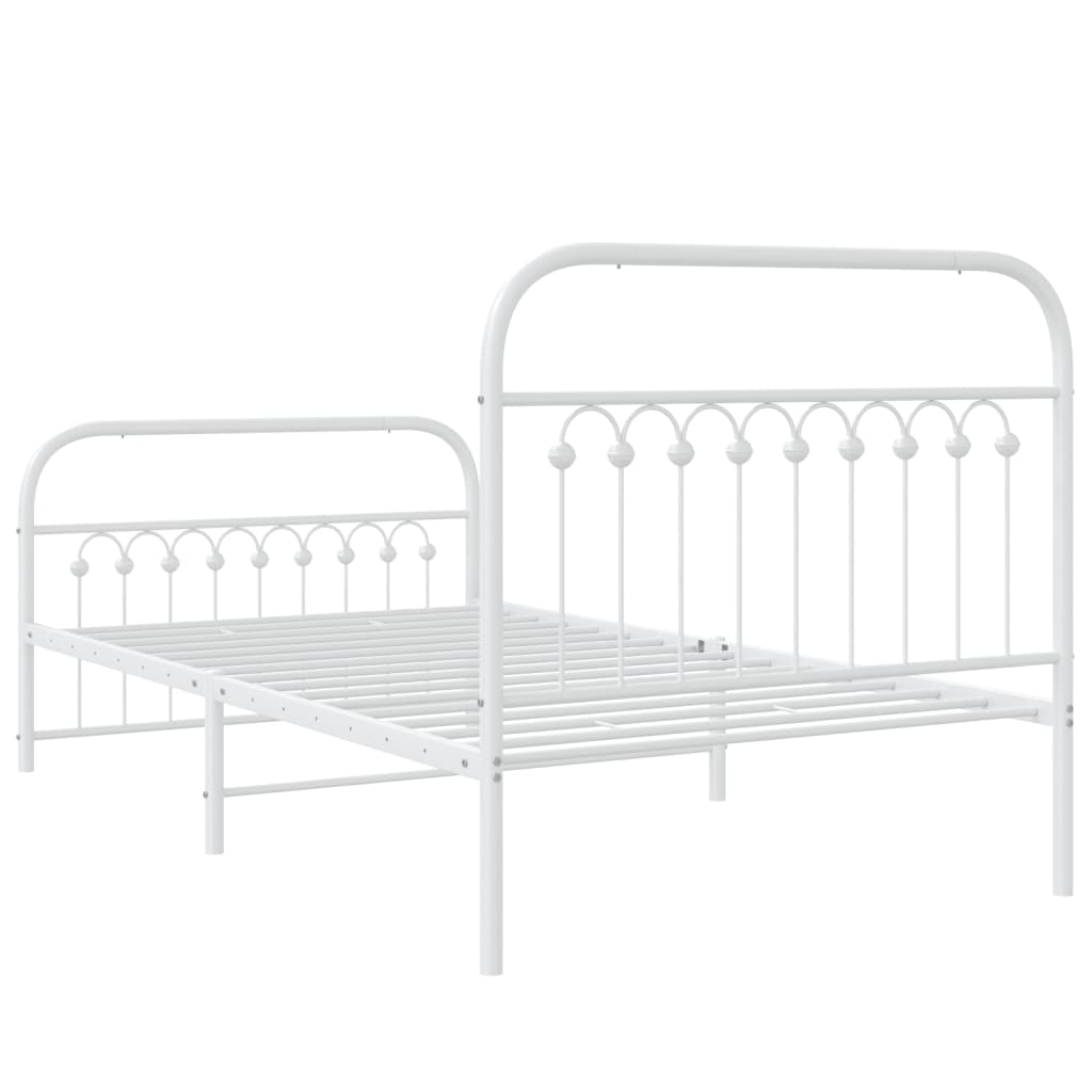 Estrutura de cama com cabeceira e pés 100x200 cm metal branco