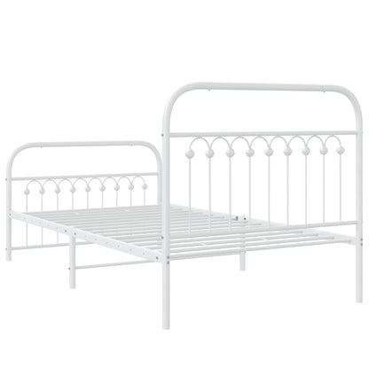 Estrutura de cama com cabeceira e pés 100x200 cm metal branco