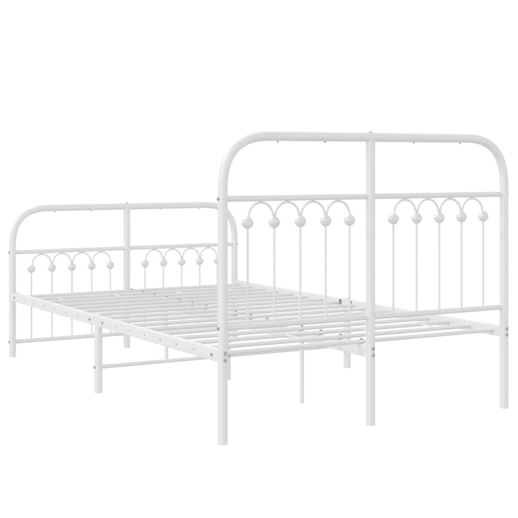 Estrutura de cama com cabeceira e pés 120x190 cm metal branco