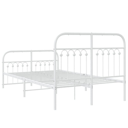 Estrutura de cama com cabeceira e pés 120x190 cm metal branco