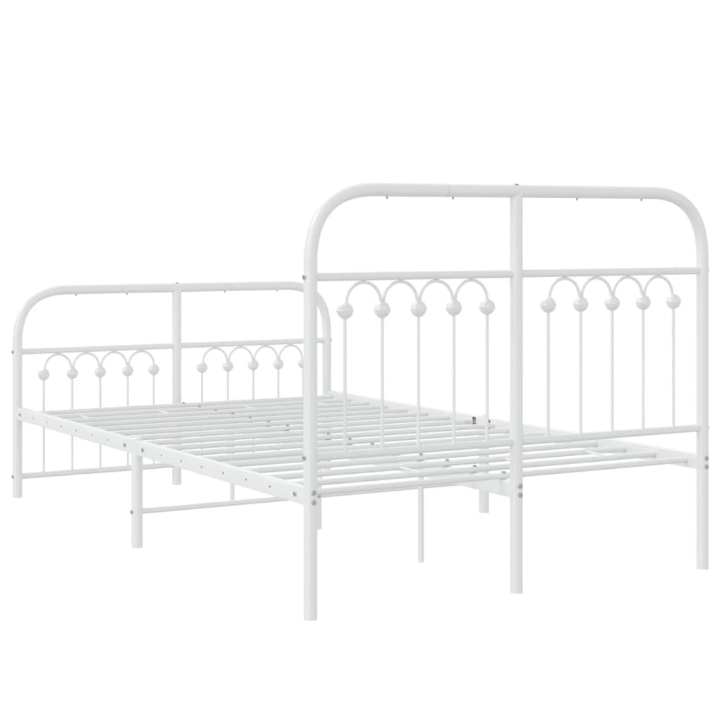 Estrutura de cama com cabeceira e pés 120x200 cm metal branco