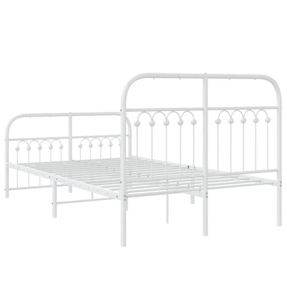 Estrutura de cama com cabeceira e pés 120x200 cm metal branco