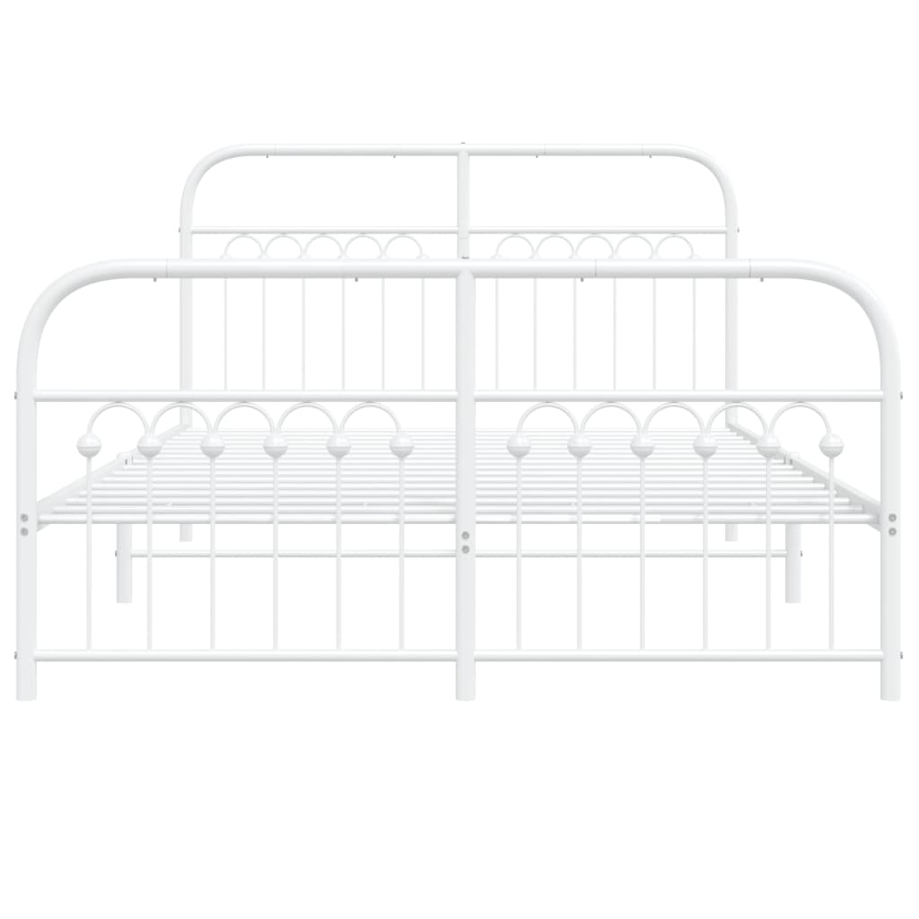 Estrutura de cama com cabeceira e pés 137x190 cm metal branco