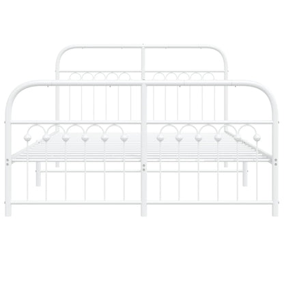 Estrutura de cama com cabeceira e pés 137x190 cm metal branco