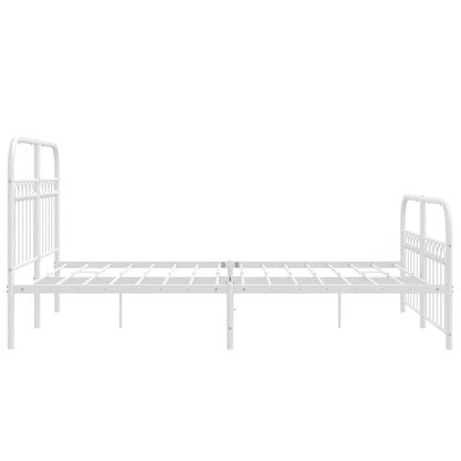 Estrutura de cama com cabeceira e pés 137x190 cm metal branco