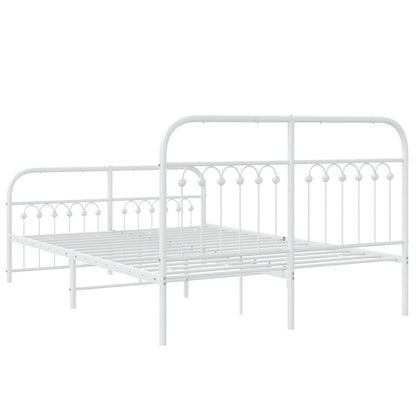 Estrutura de cama com cabeceira e pés 137x190 cm metal branco