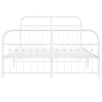 Estrutura de cama com cabeceira e pés 140x190 cm metal branco