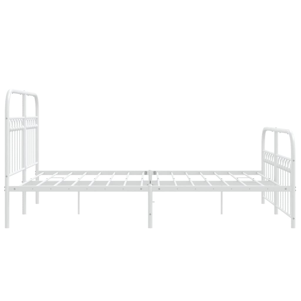 Estrutura de cama com cabeceira e pés 140x190 cm metal branco