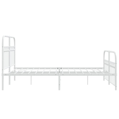 Estrutura de cama com cabeceira e pés 140x190 cm metal branco