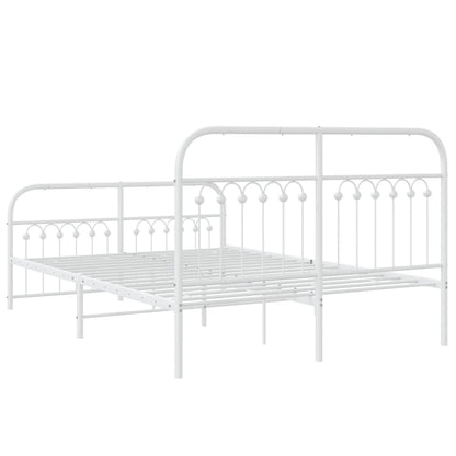 Estrutura de cama com cabeceira e pés 140x190 cm metal branco