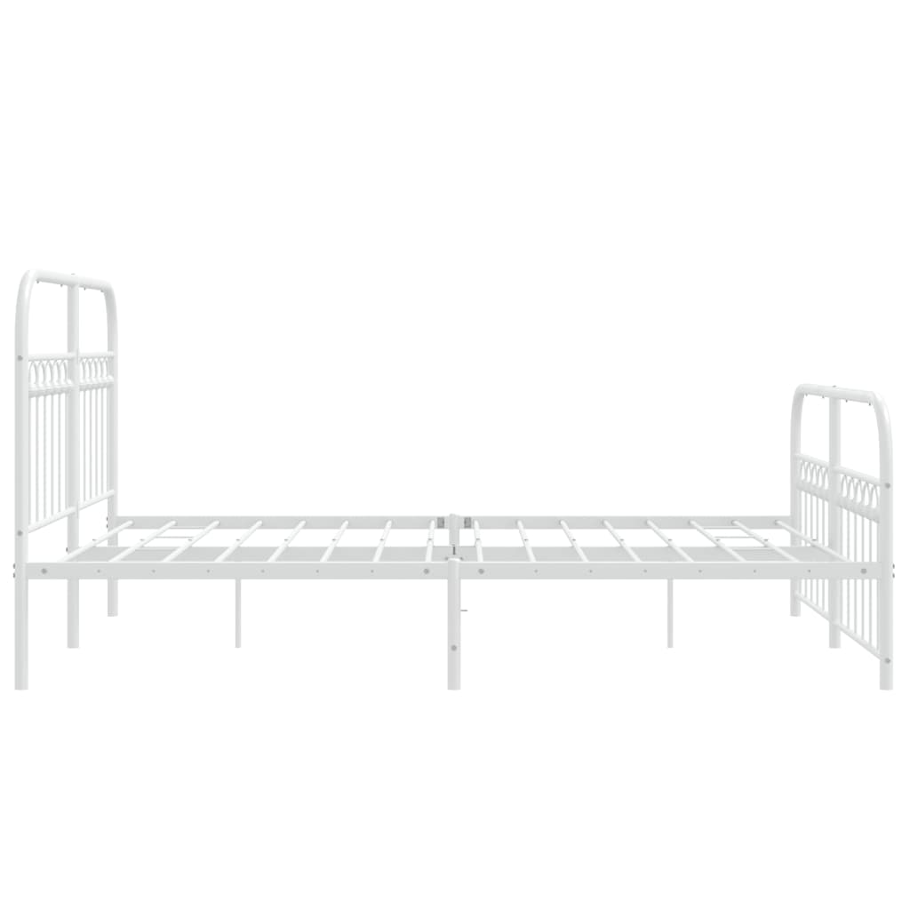 Estrutura de cama com cabeceira e pés 140x200 cm metal branco