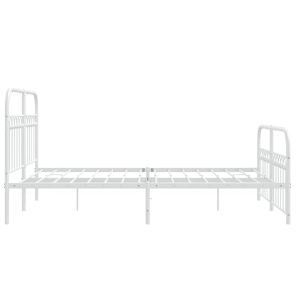 Estrutura de cama com cabeceira e pés 140x200 cm metal branco