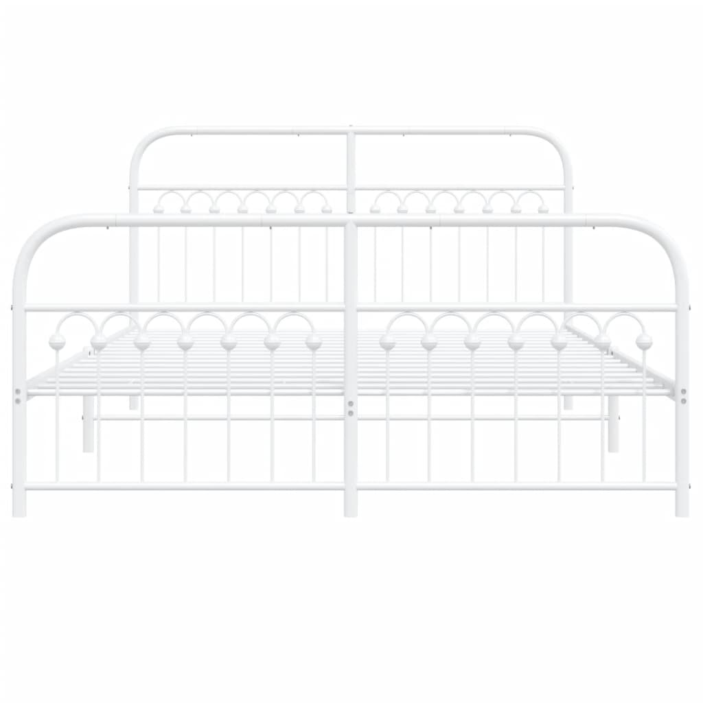 Estrutura de cama com cabeceira e pés 150x200 cm metal branco