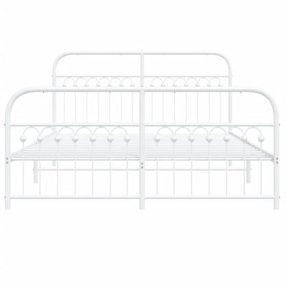 Estrutura de cama com cabeceira e pés 150x200 cm metal branco