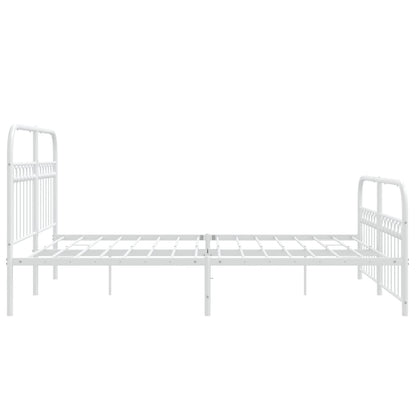 Estrutura de cama com cabeceira e pés 150x200 cm metal branco