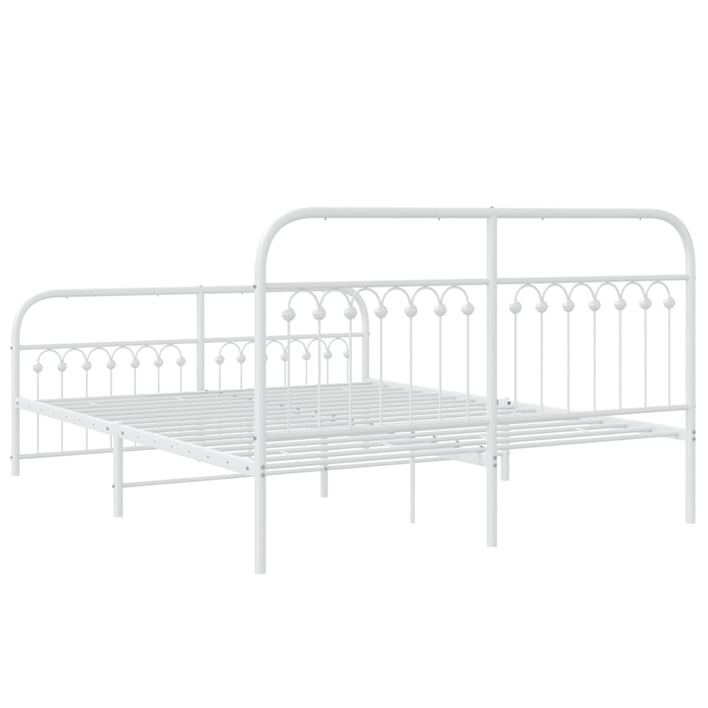 Estrutura de cama com cabeceira e pés 150x200 cm metal branco