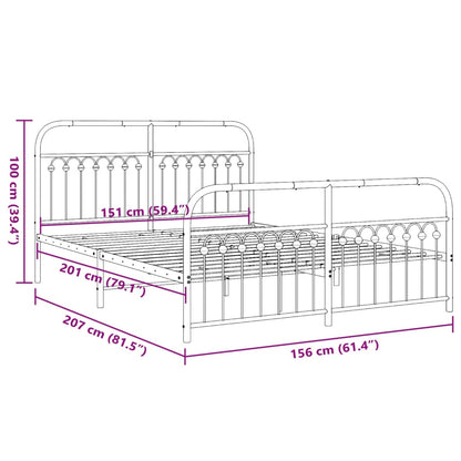 Estrutura de cama com cabeceira e pés 150x200 cm metal branco