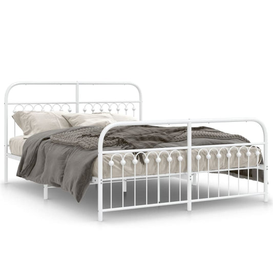 Estrutura de cama com cabeceira e pés 150x200 cm metal branco