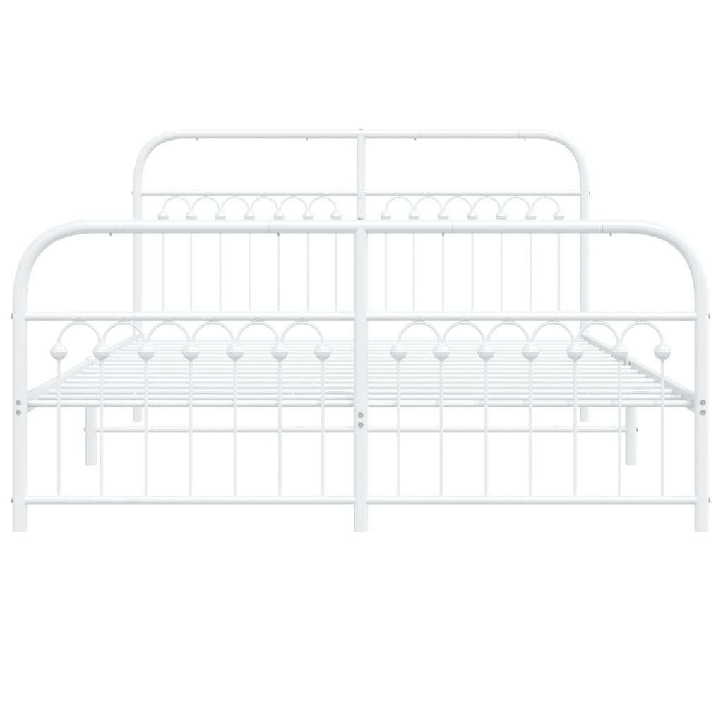 Estrutura de cama com cabeceira e pés 160x200 cm metal branco