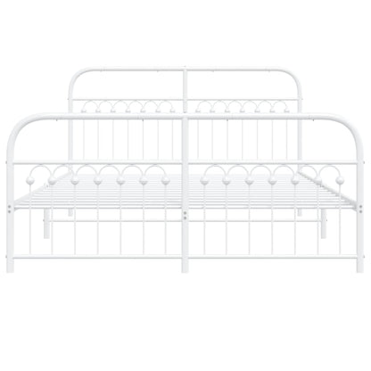 Estrutura de cama com cabeceira e pés 160x200 cm metal branco