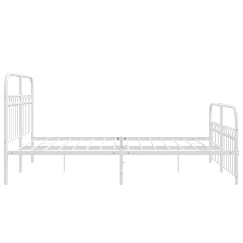 Estrutura de cama com cabeceira e pés 160x200 cm metal branco