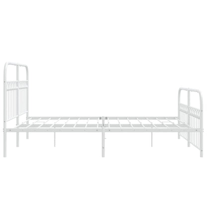 Estrutura de cama com cabeceira e pés 160x200 cm metal branco