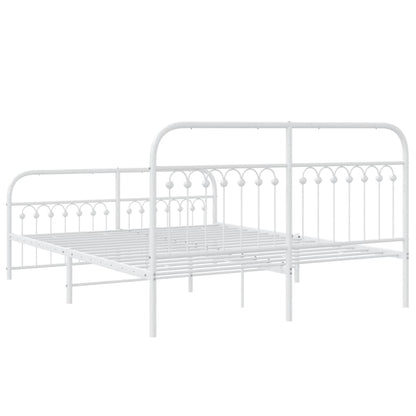 Estrutura de cama com cabeceira e pés 160x200 cm metal branco