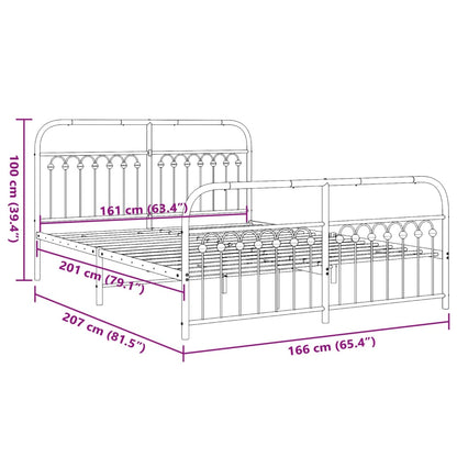 Estrutura de cama com cabeceira e pés 160x200 cm metal branco