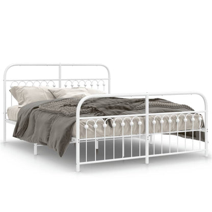 Estrutura de cama com cabeceira e pés 160x200 cm metal branco