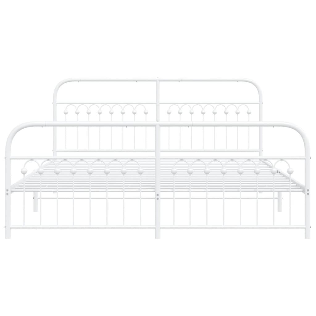 Estrutura de cama com cabeceira e pés 183x213 cm metal branco