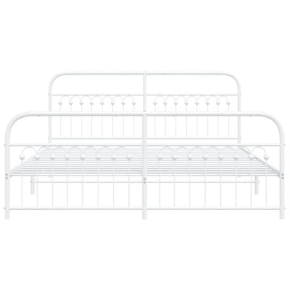 Estrutura de cama com cabeceira e pés 183x213 cm metal branco