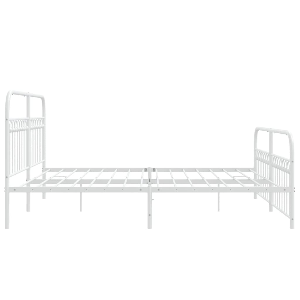 Estrutura de cama com cabeceira e pés 183x213 cm metal branco