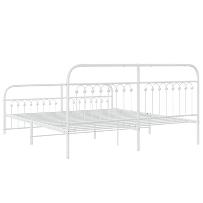 Estrutura de cama com cabeceira e pés 183x213 cm metal branco