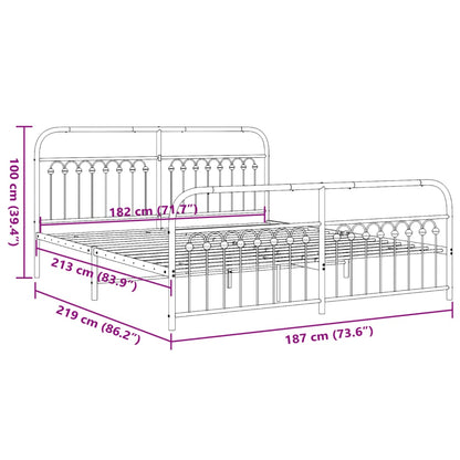 Estrutura de cama com cabeceira e pés 183x213 cm metal branco