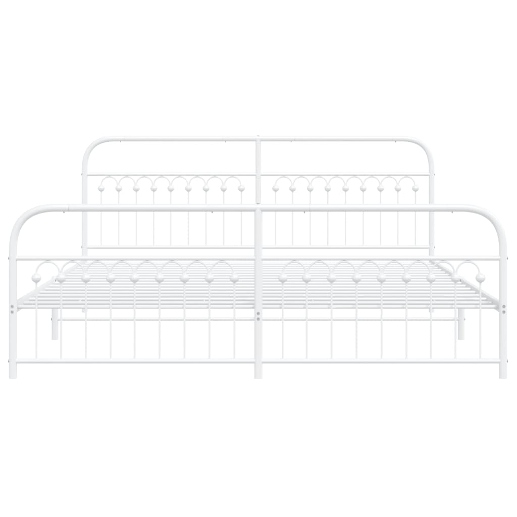 Estrutura de cama com cabeceira e pés 200x200 cm metal branco