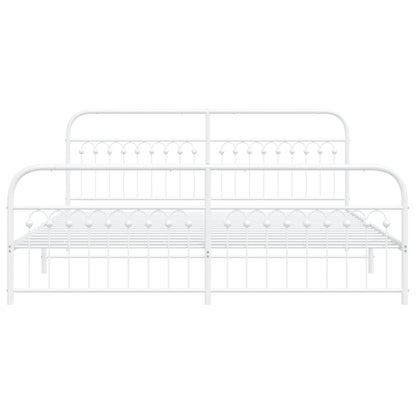 Estrutura de cama com cabeceira e pés 200x200 cm metal branco