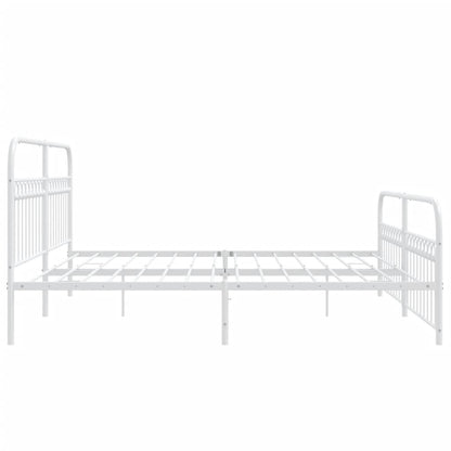 Estrutura de cama com cabeceira e pés 200x200 cm metal branco