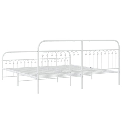 Estrutura de cama com cabeceira e pés 200x200 cm metal branco