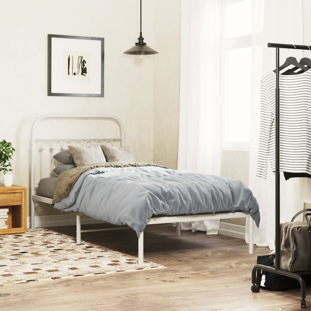 Cabeceira de cama 90 cm metal branco