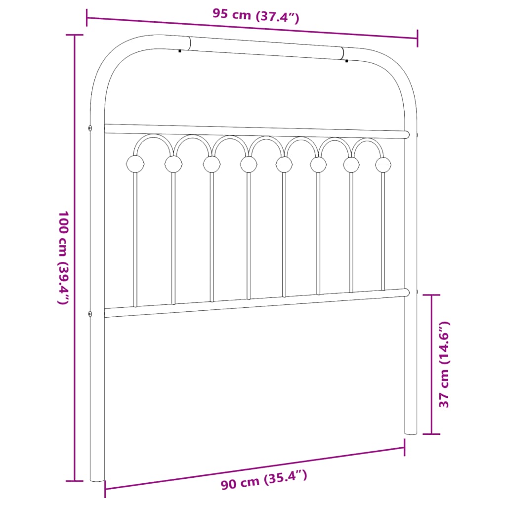 Cabeceira de cama 90 cm metal branco