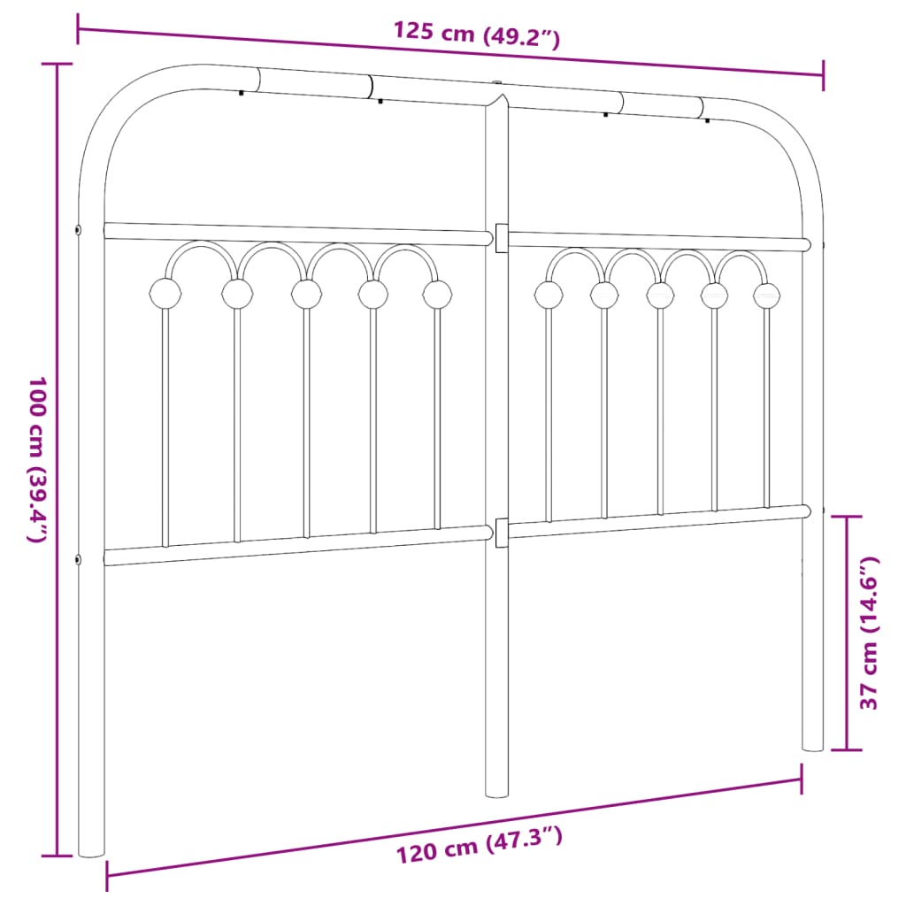 Cabeceira de cama 120 cm metal branco