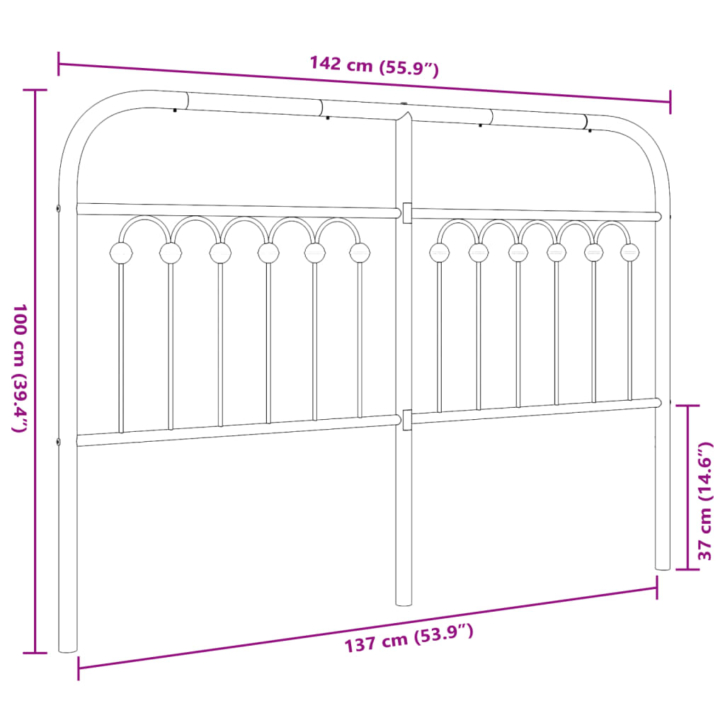 Cabeceira de cama 135 cm metal branco