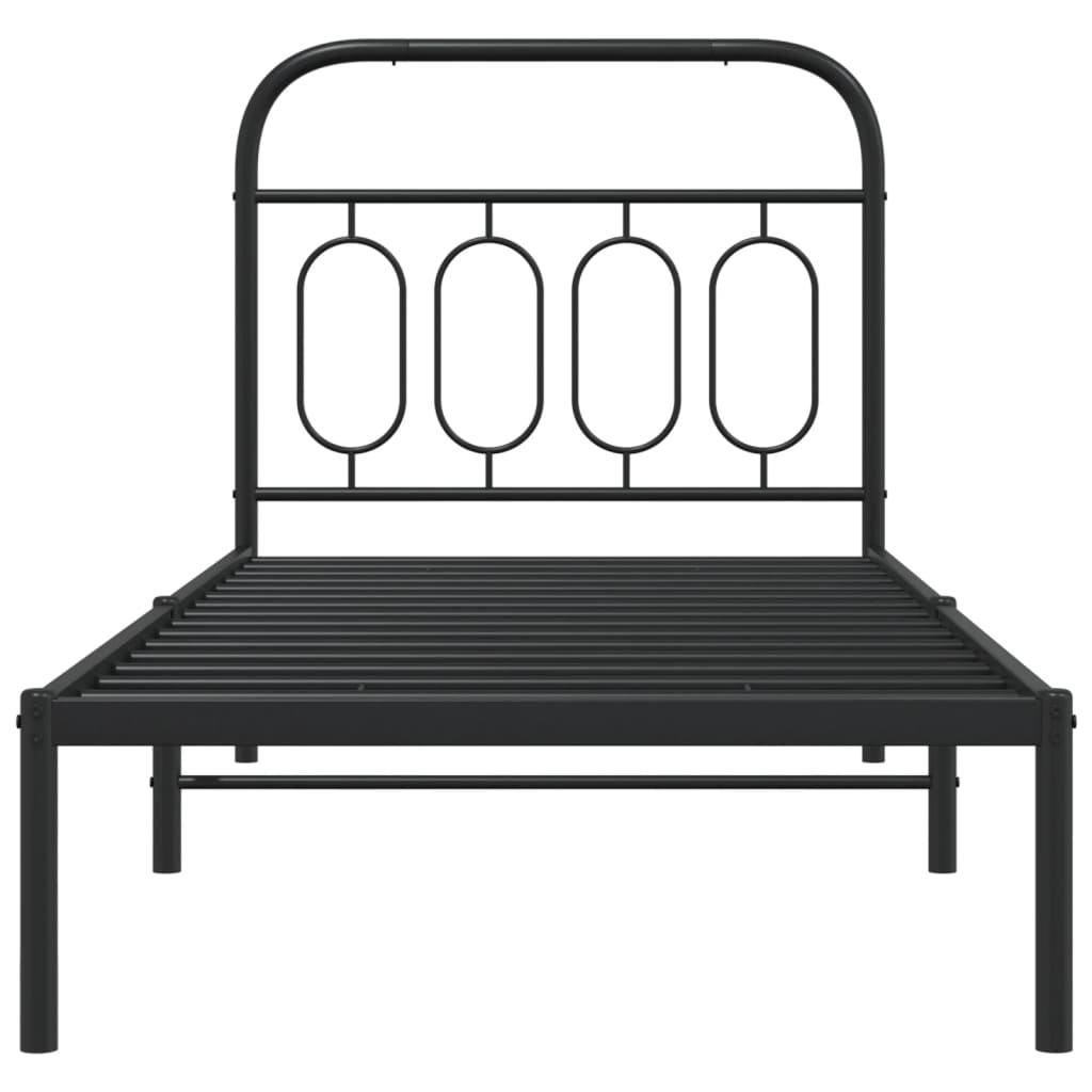 Estrutura de cama com cabeceira 80x200 cm metal preto