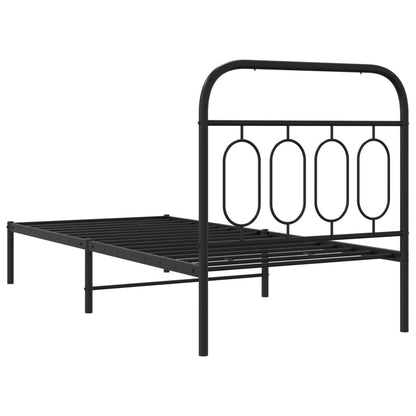 Estrutura de cama com cabeceira 80x200 cm metal preto