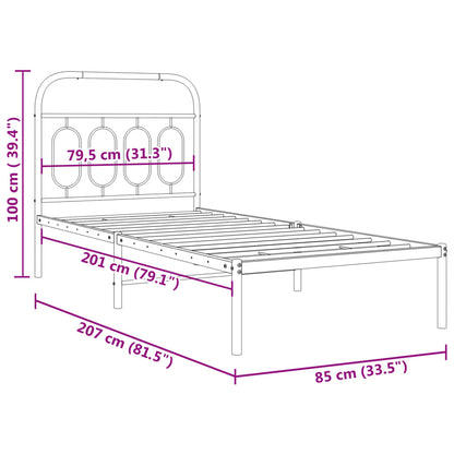 Estrutura de cama com cabeceira 80x200 cm metal preto